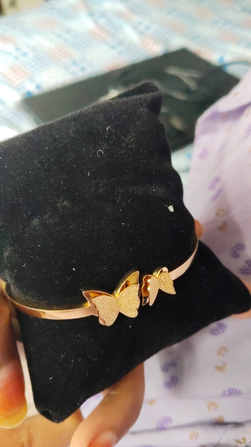 Customer photo review of Butterfly Charm Cuff Bracelet