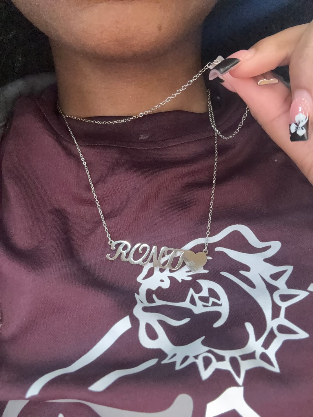 Customer photo review of Name Heart Necklace