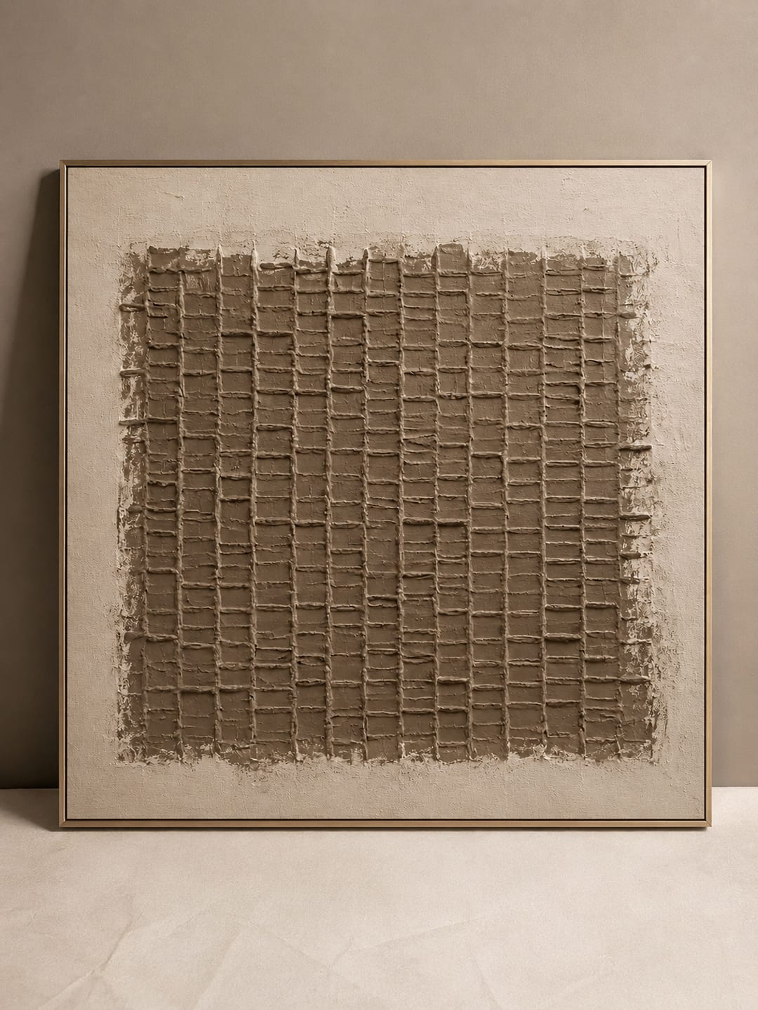 Customer photo review of "Silent Weave" – Wabi-Sabi Earth Tone Abstract Textured Acrylic Painting