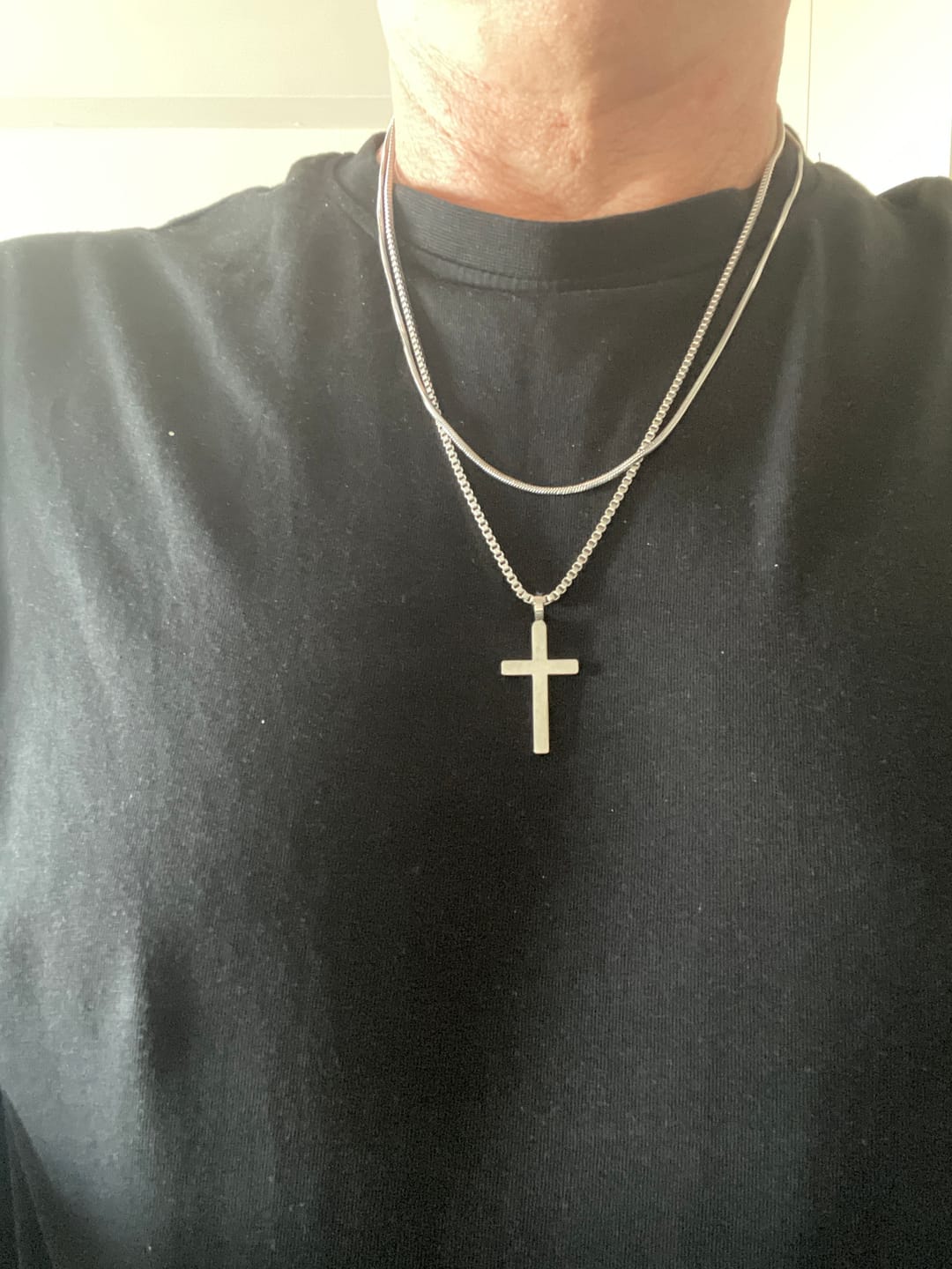 Customer photo review of Classic Cross Necklace Duo