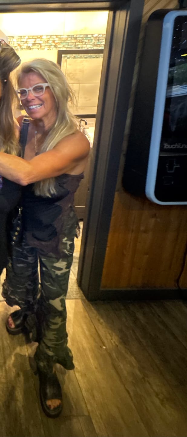 Customer photo review of Outlaw Ruffle Washed Camo Wide Leg Denim