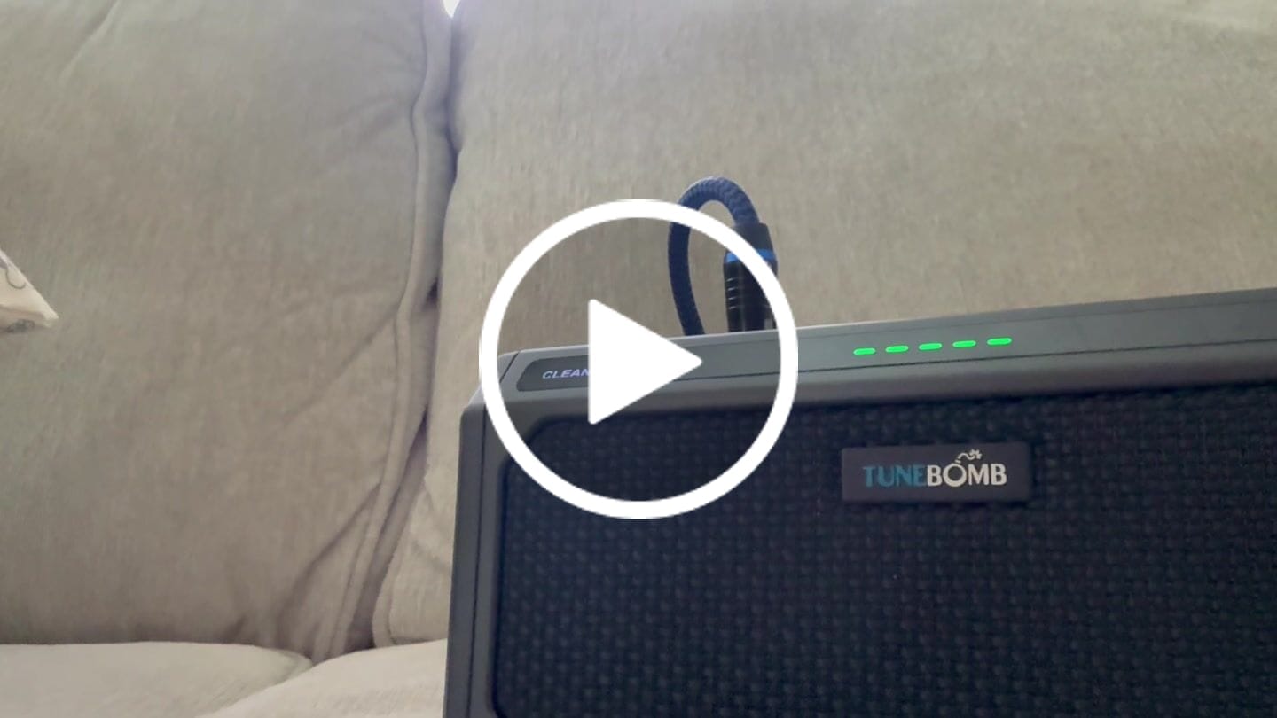Customer video review of TuneBomb: 10W Rechargeable Mini Amp for Guitar & Bass