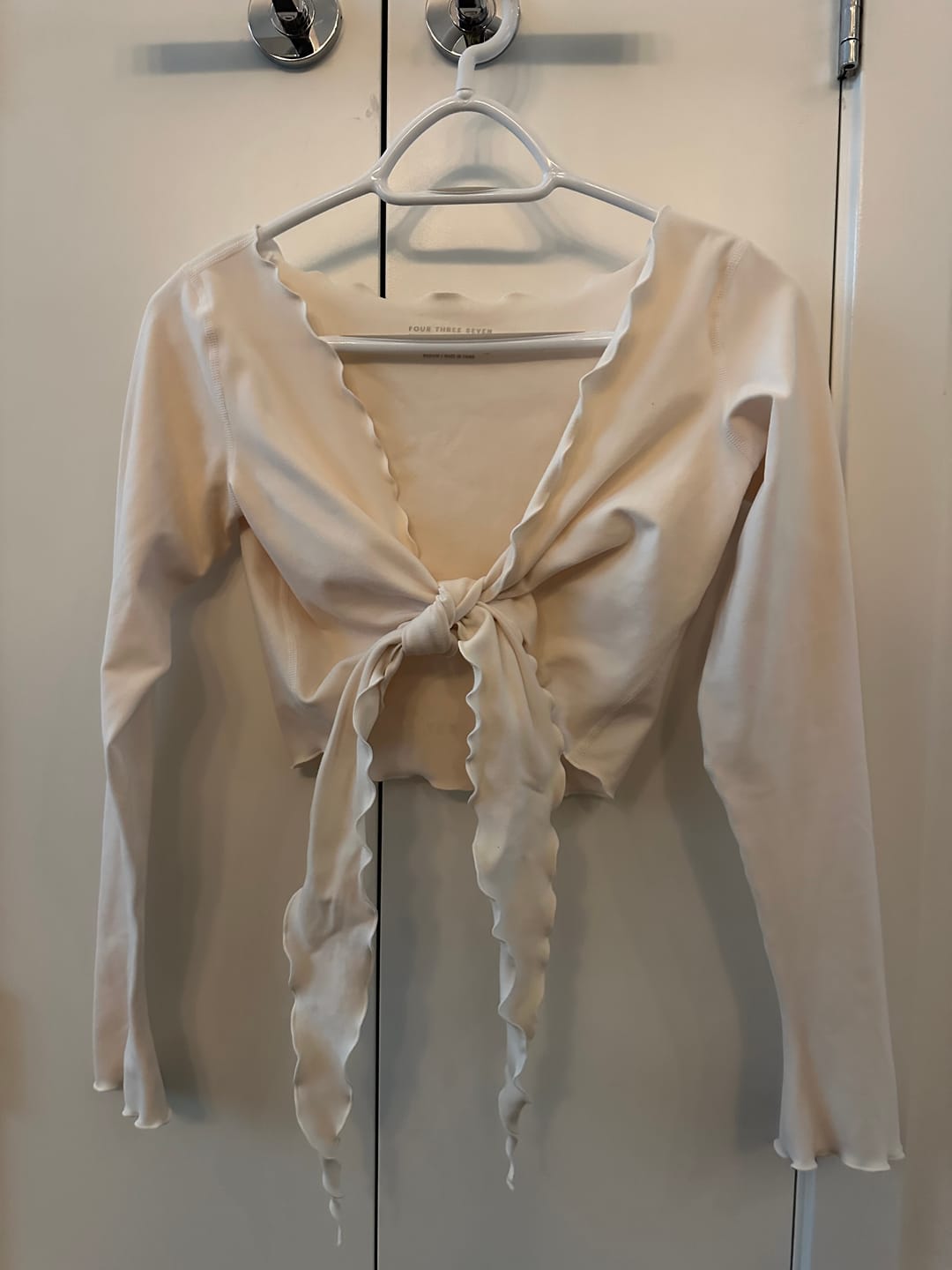 Customer photo review of The Wrap Top / Cream