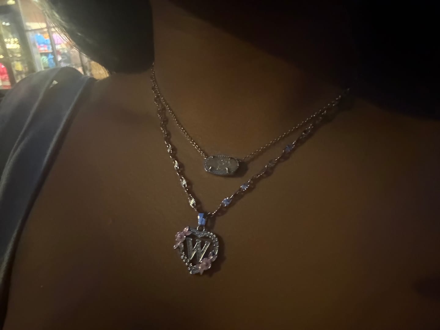 Customer photo review of Flower Initial Necklace w/ Clip Chain