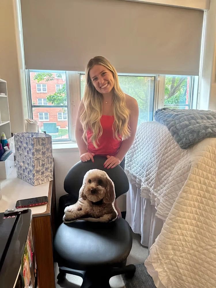 Customer photo review of Custom Photo Pillow for College & Back to School – Personalized Shaped Hug Pillow