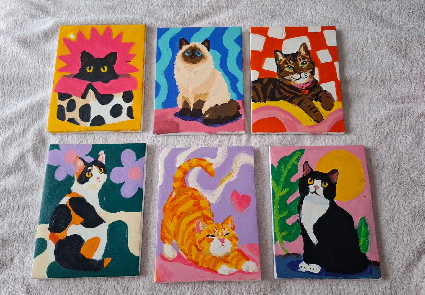 Customer photo review of 6 Mini Paintings - Feline Friends Set