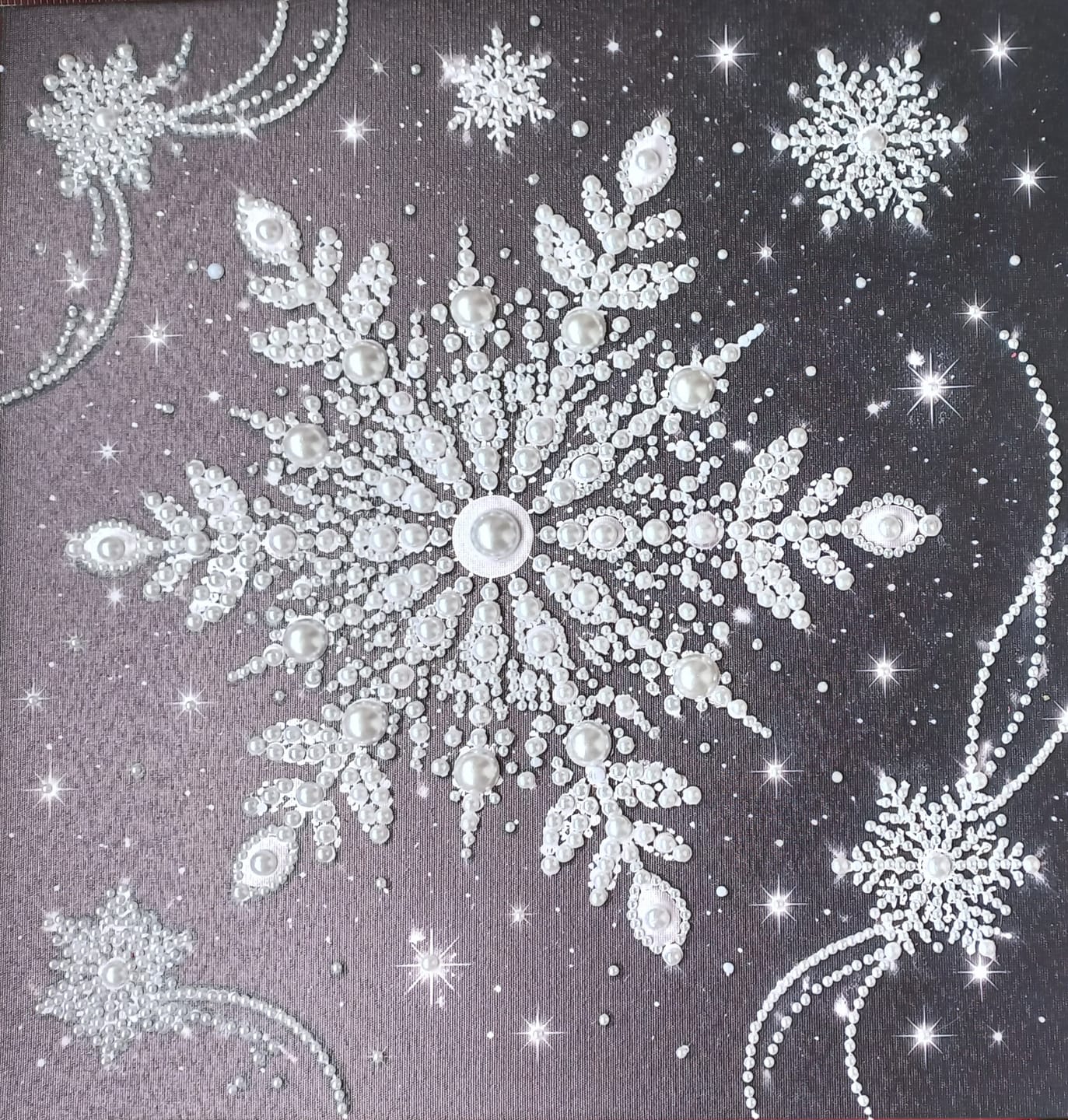 Customer photo review of Arctic Star Pearl Art Canvas Kit 35x35cm