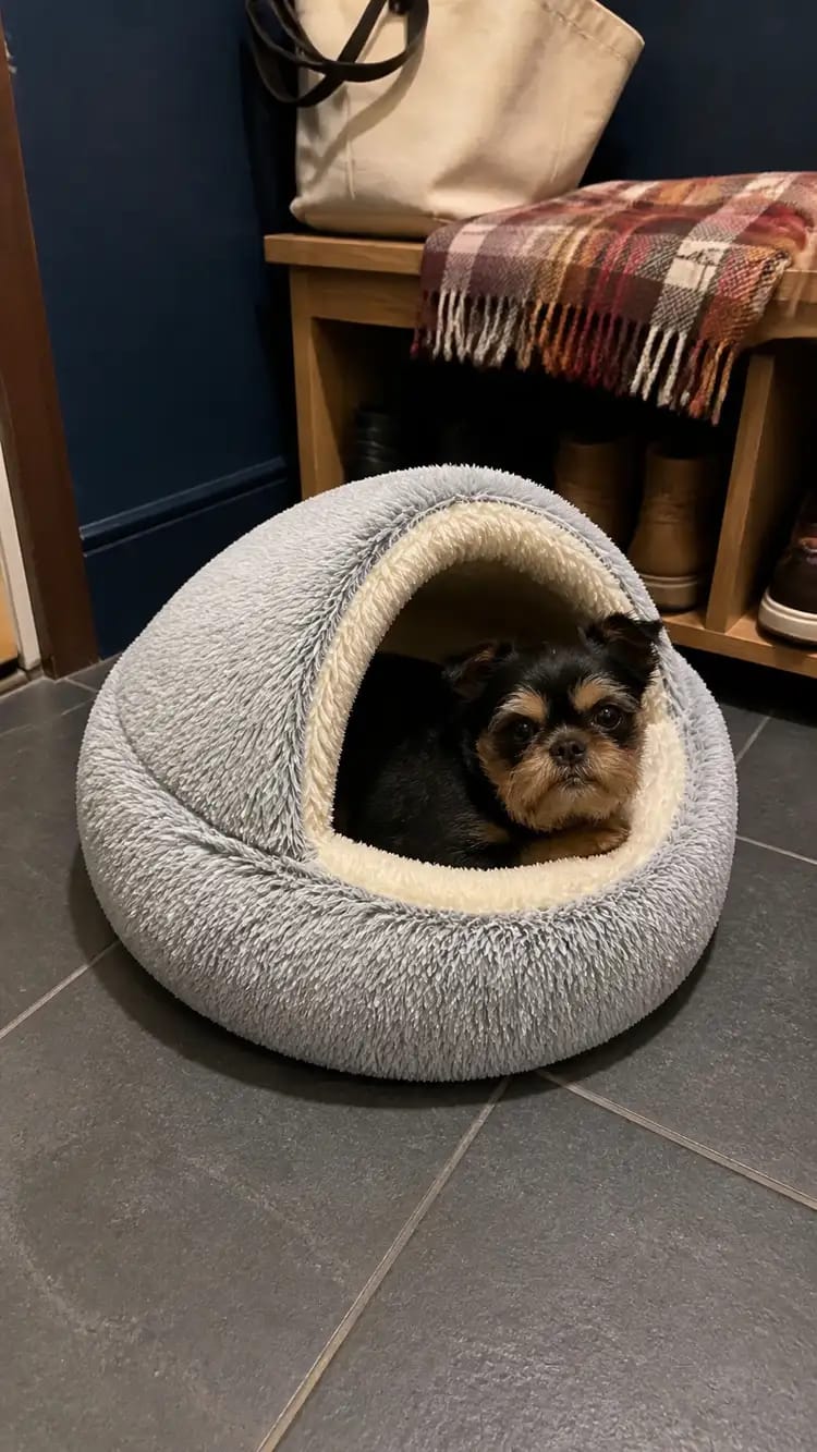 Customer photo review of Snuggle Haven Cozy Cave Pet Bed