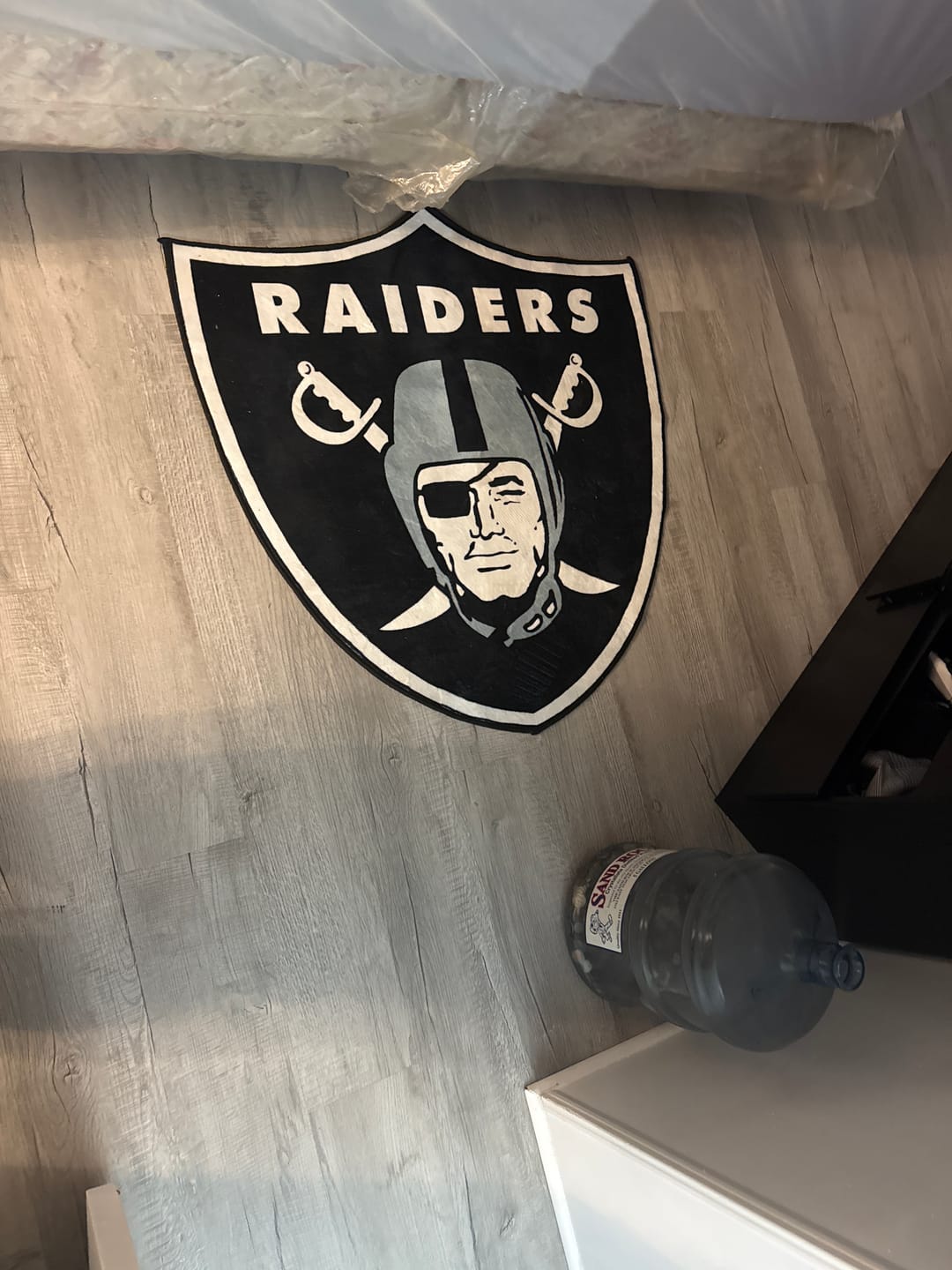 Customer photo review of Las Vegas Raiders Logo Rug
