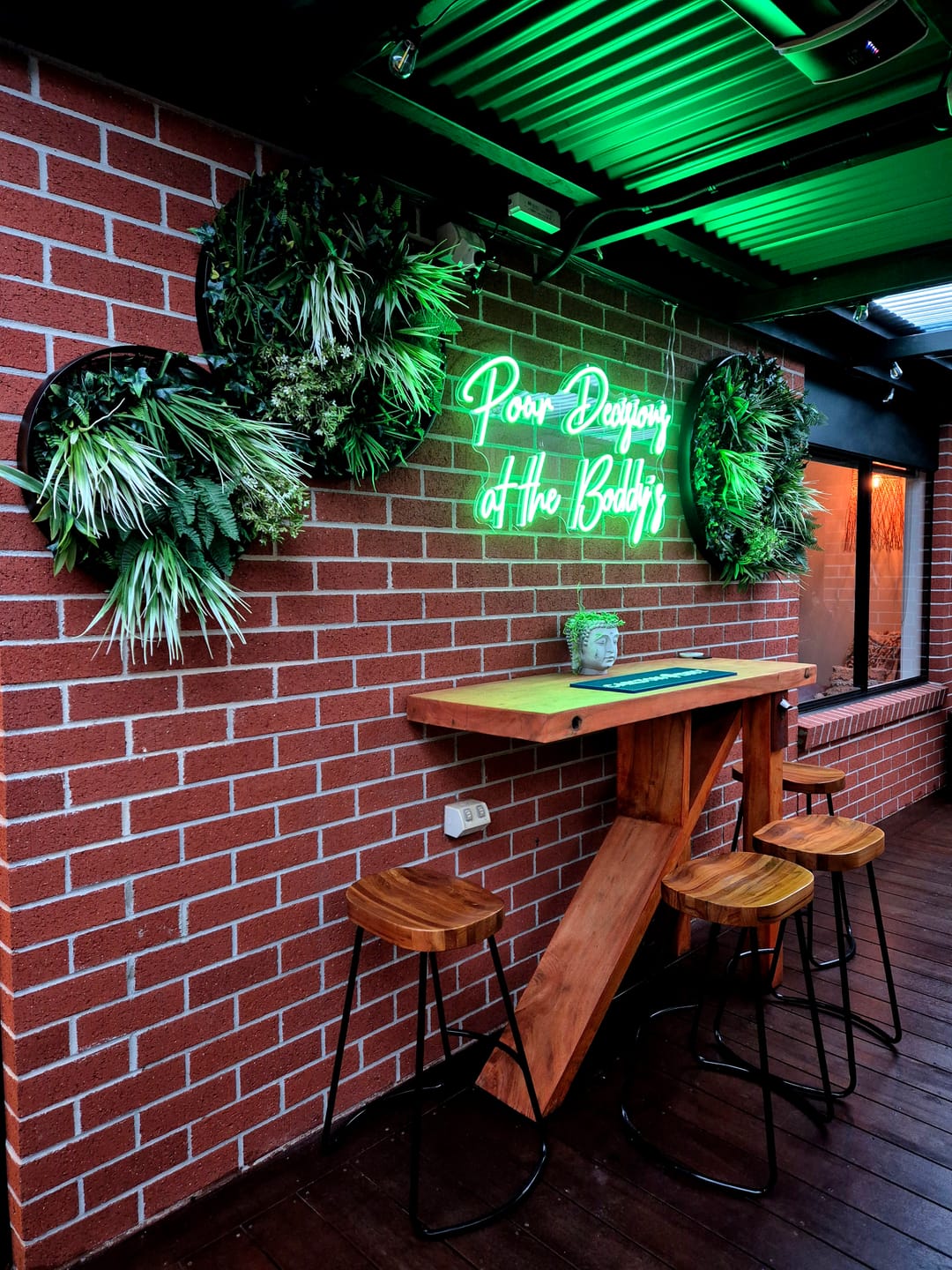 Customer photo review of Custom neon sign Pour Decisions...