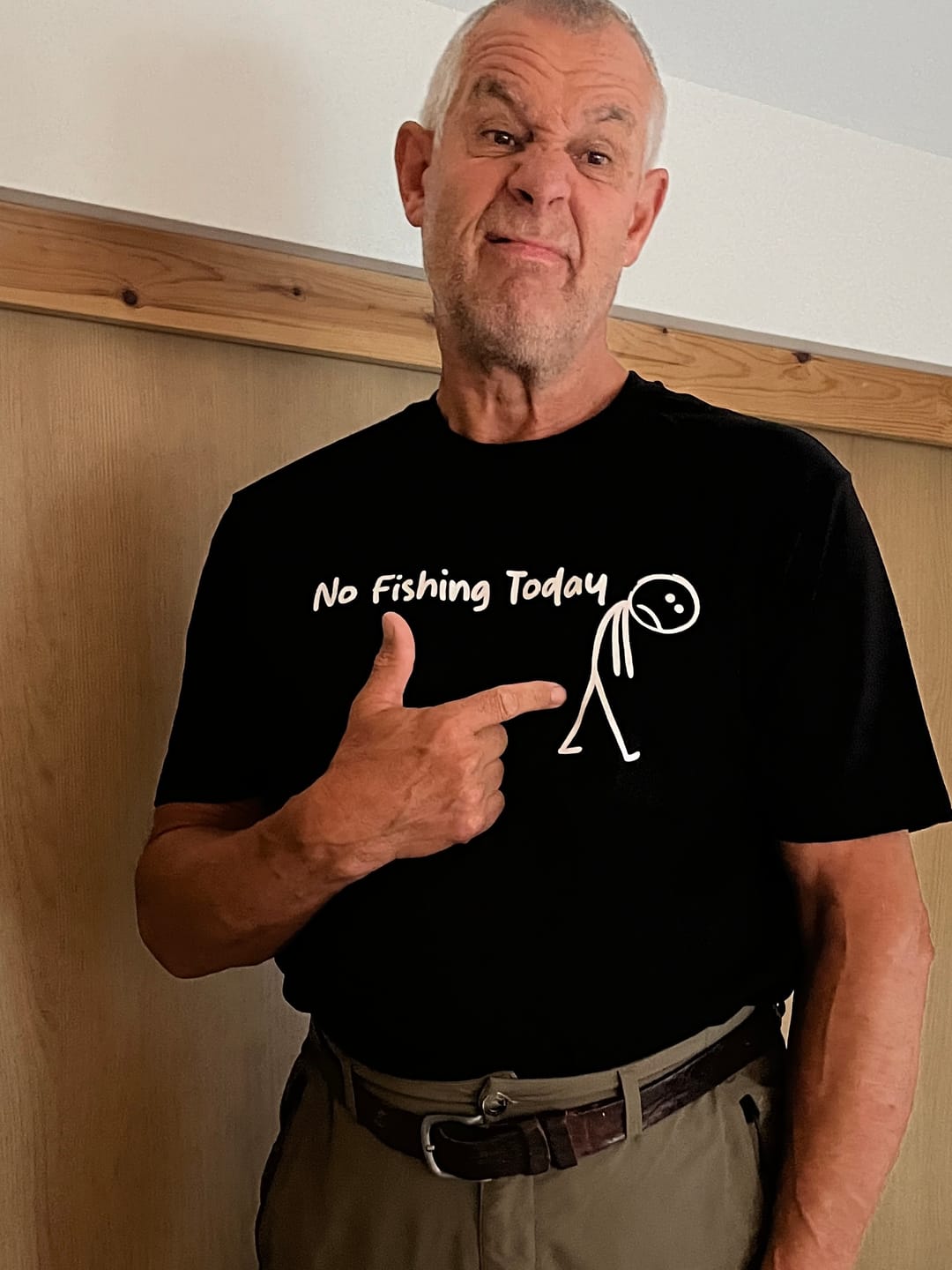 Customer photo review of No Fishing Today T-Shirt