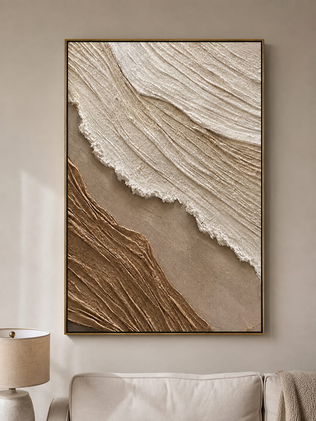 Customer photo review of "Sandstone Drift" – Wabi Sabi Earth Tone Textured Abstract Painting