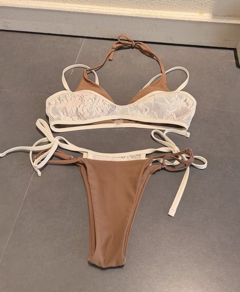 Customer photo review of Seamolly Contrast Color Lace String Double Layer Bikini Set