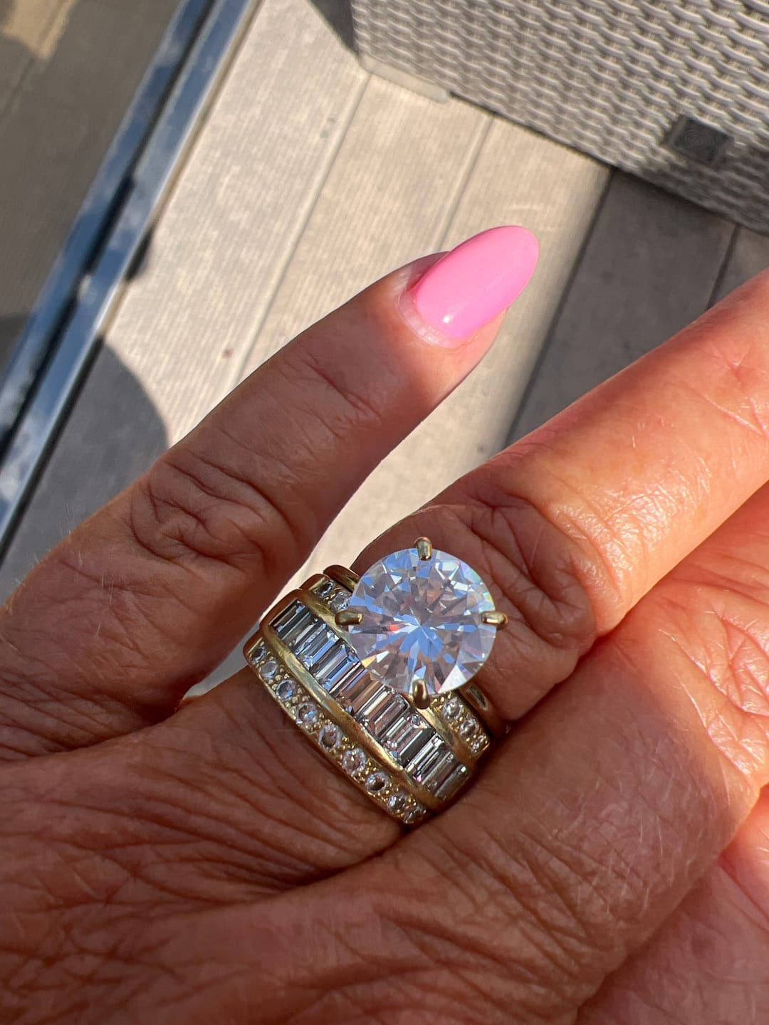 Customer photo review of Round Solitaire Diamond-Inspired Ring 3ct