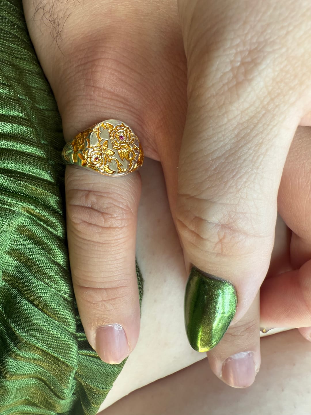 Customer photo review of Ruby & Gold Rose Ring - BRIARHEART