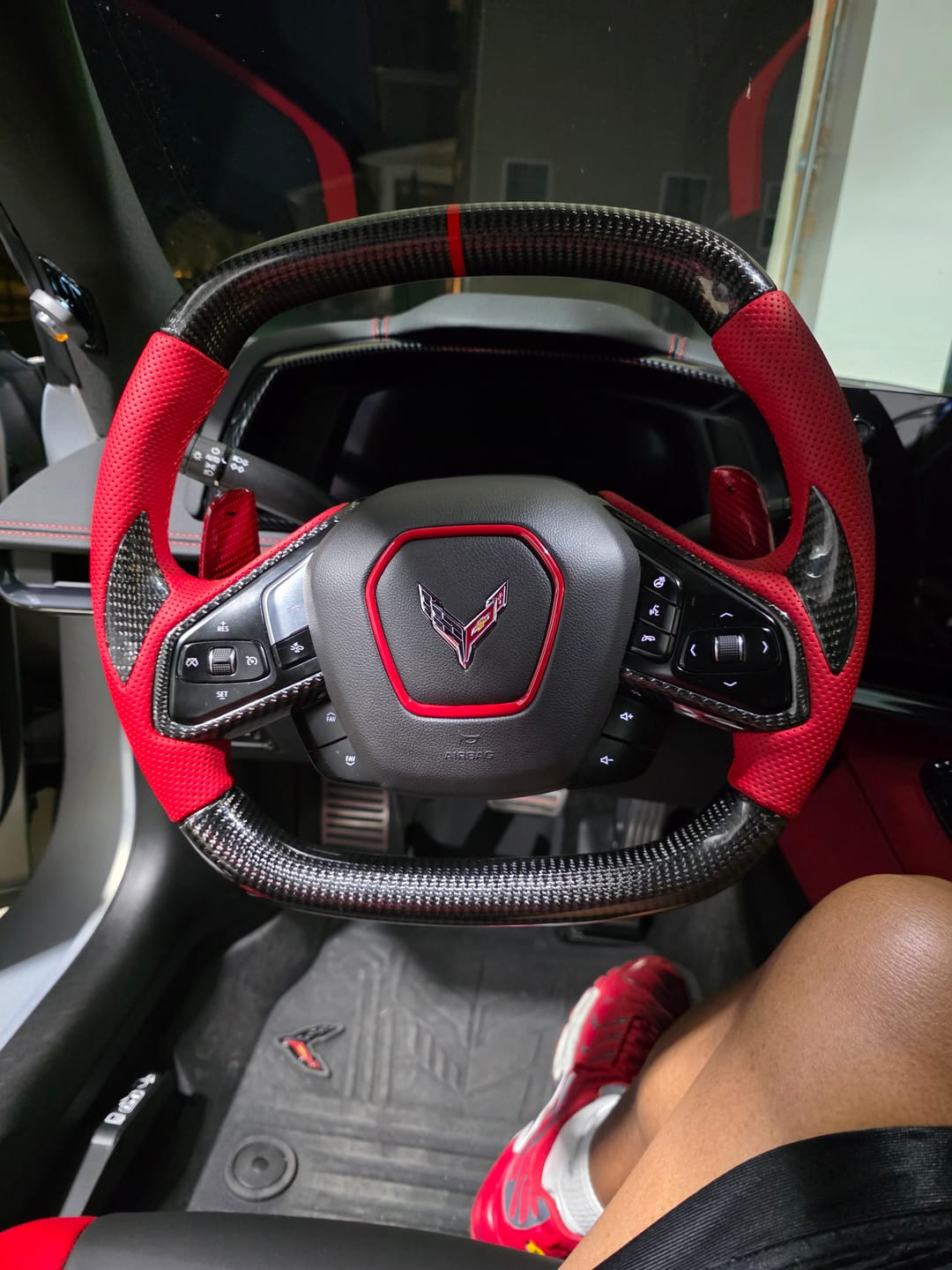 Customer photo review of [Complete/Heated] C8 Corvette 2020+ Customizable Carbon Fiber Steering Wheel