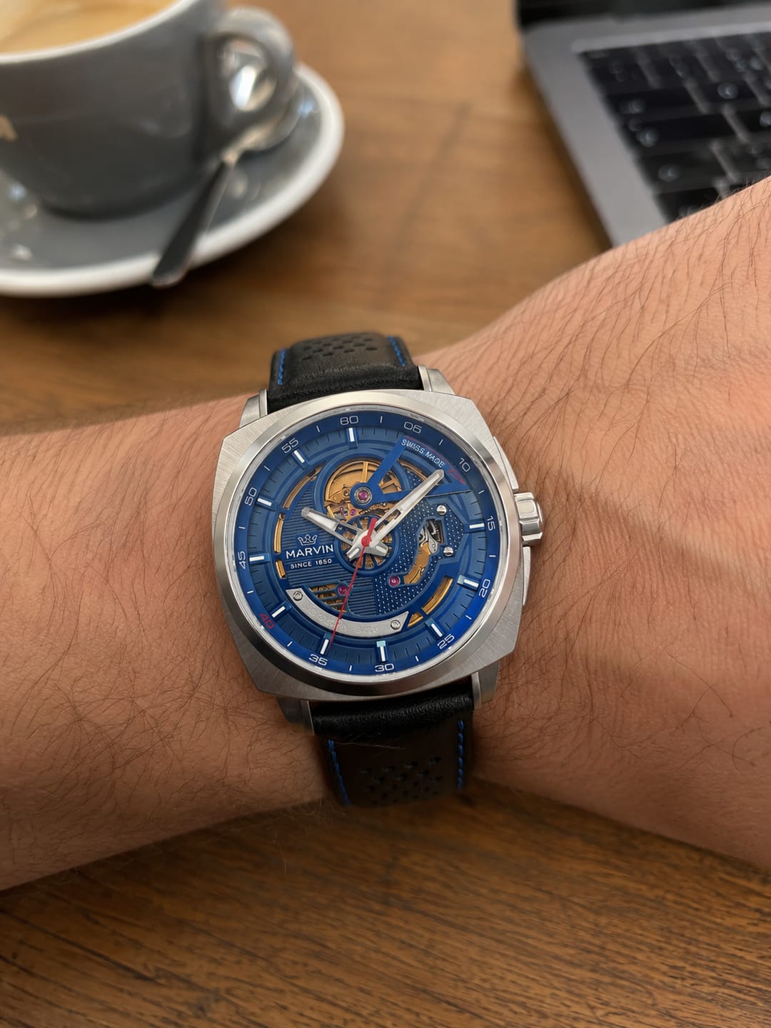 Customer photo review of Malton Cushion Mechanical Armor Skeleton Watch