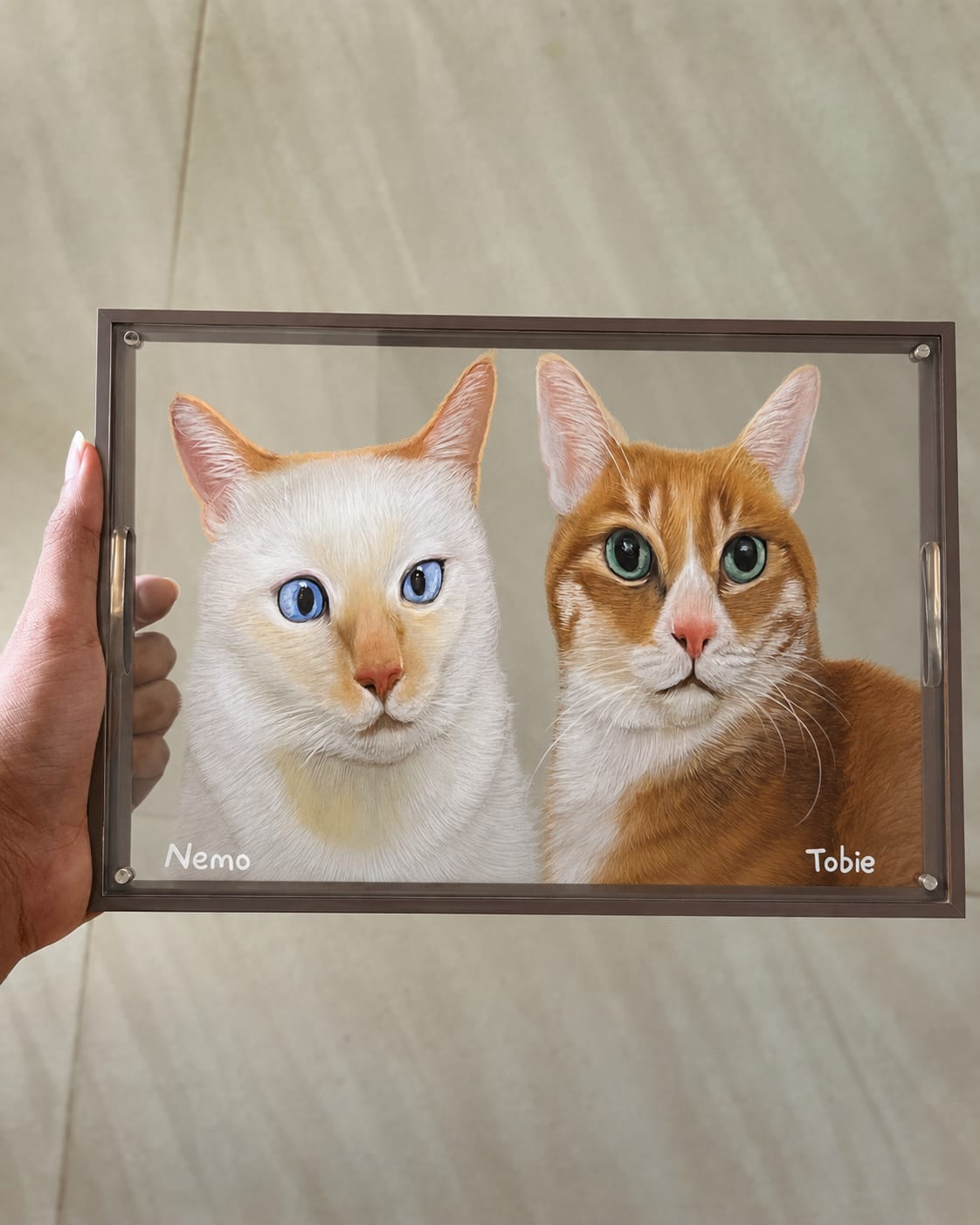 Customer photo review of 3D Hand-drawn Pet Portraits - Two Pets