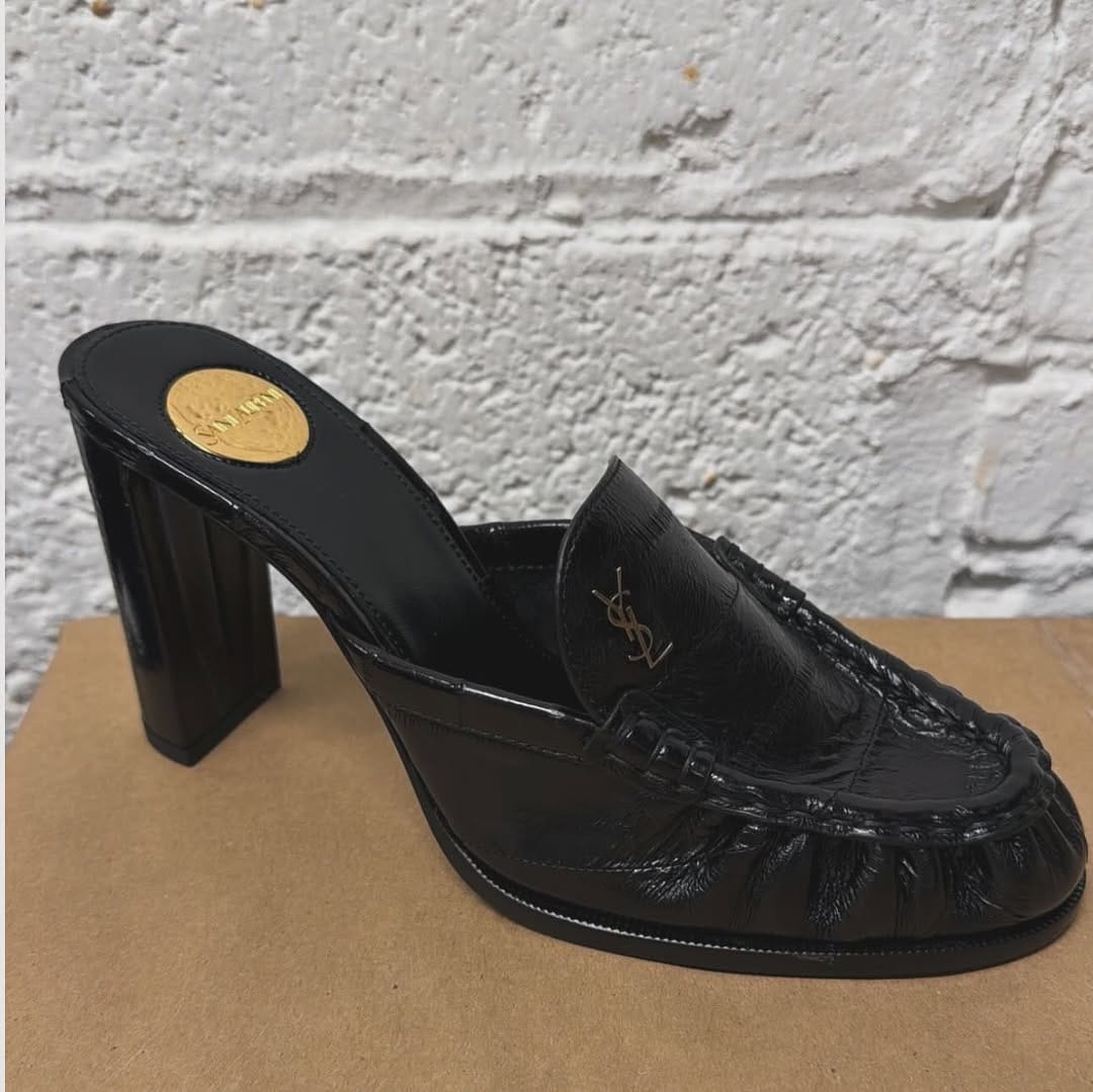 Customer photo review of Saint Laurent 2026 Le Loafer Cassandre Mule 105mm Suede Leather 642949