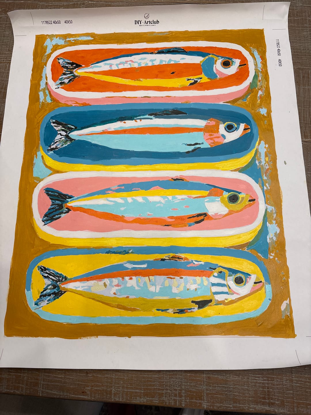 Customer photo review of Four Sardines | Paint by Number