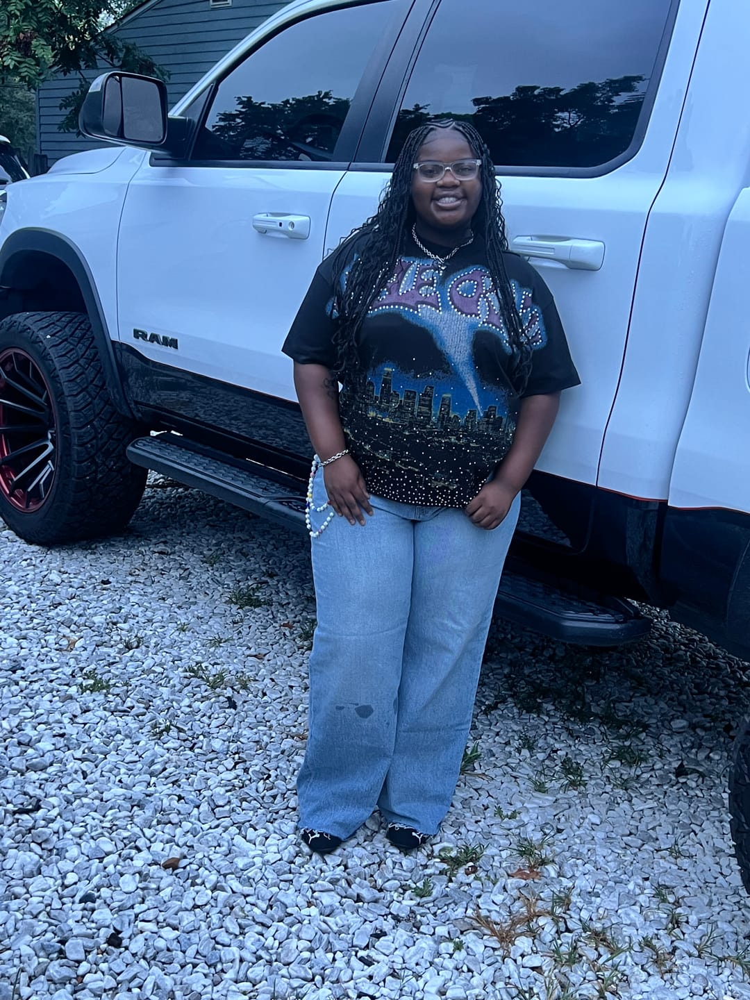 Customer photo review of Boxy L.A. Skyline Iced Out Tee-435