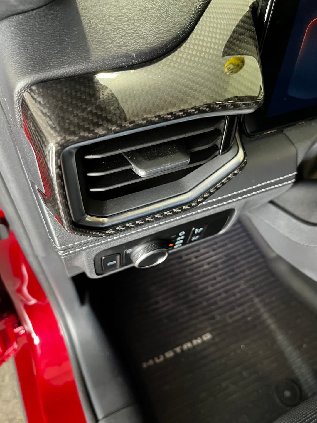 Customer photo review of 2024-Up Mustang DRY CARBON FIBER AC Outlet Trim Cover