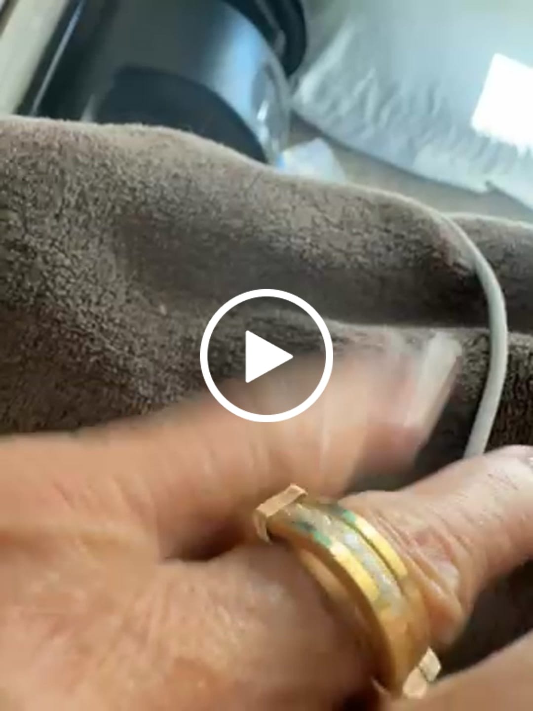 Customer video review of Gold Titanium Wedding Band W/ 9 CZ Diamond Inlay High Polish 8mm