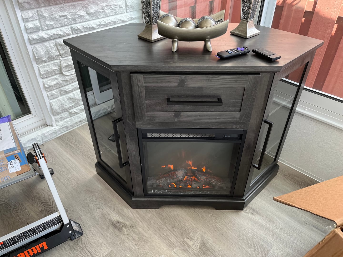 Customer photo review of Dale 43" Corner Fireplace TV Stand