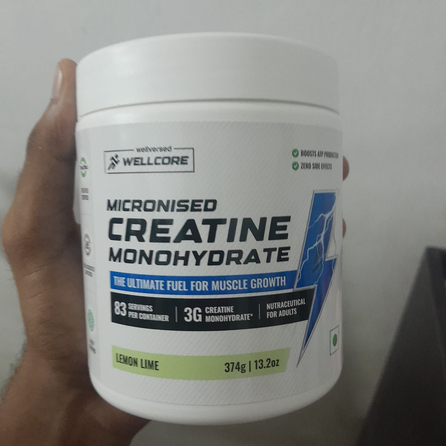 Customer photo review of Wellcore - Pure Micronised Creatine Monohydrate | Lemon Lime (374g, 83 servings)