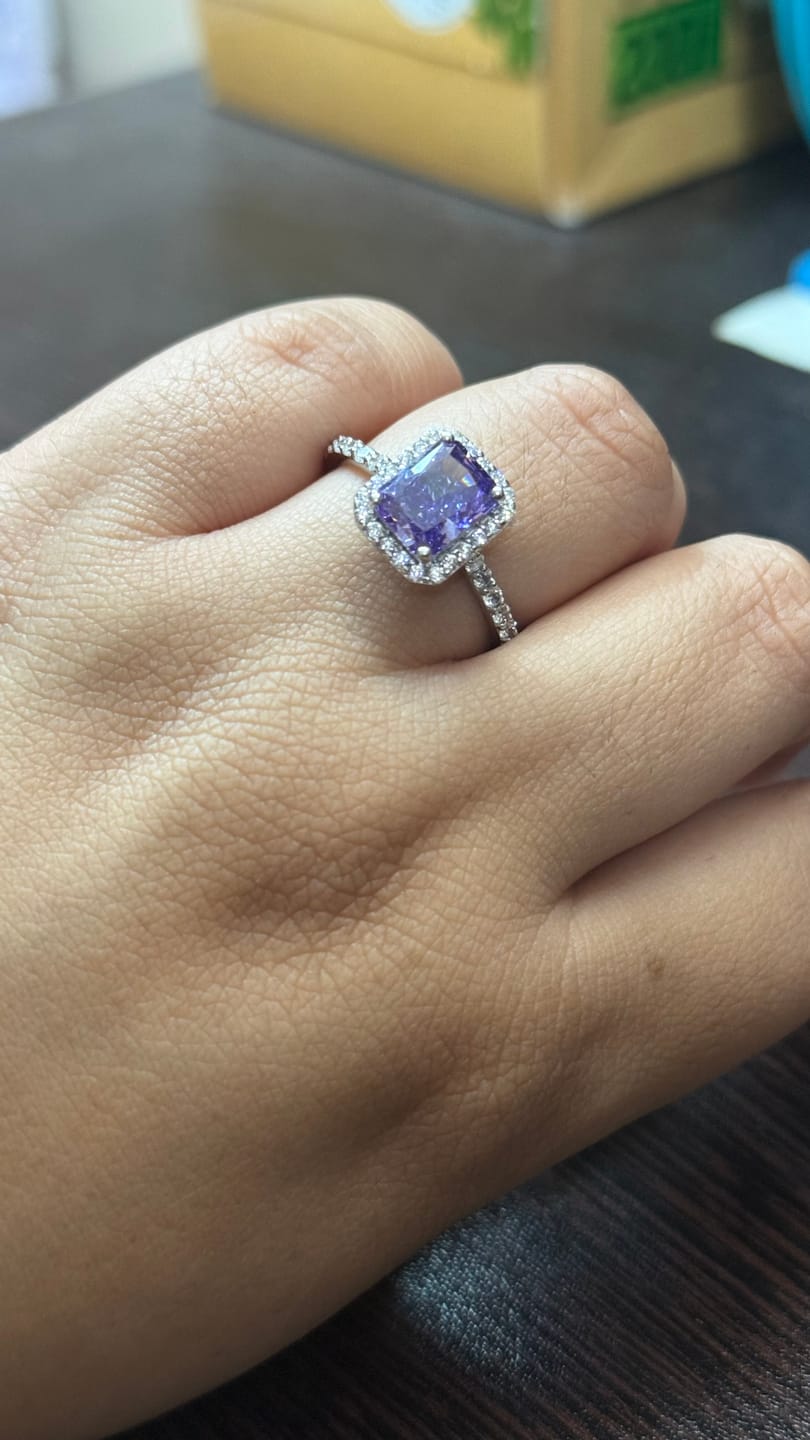 Customer photo review of 2.5Ct Purple Radaint Ice Crushed Silver Ring For Women