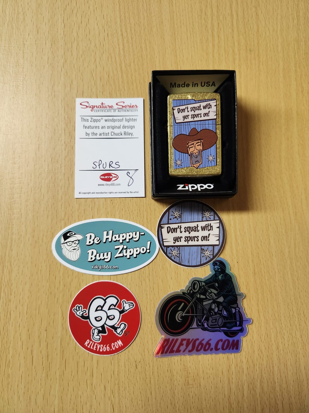 Customer photo review of Original Riley's 66 Spurs Zippo Lighter
