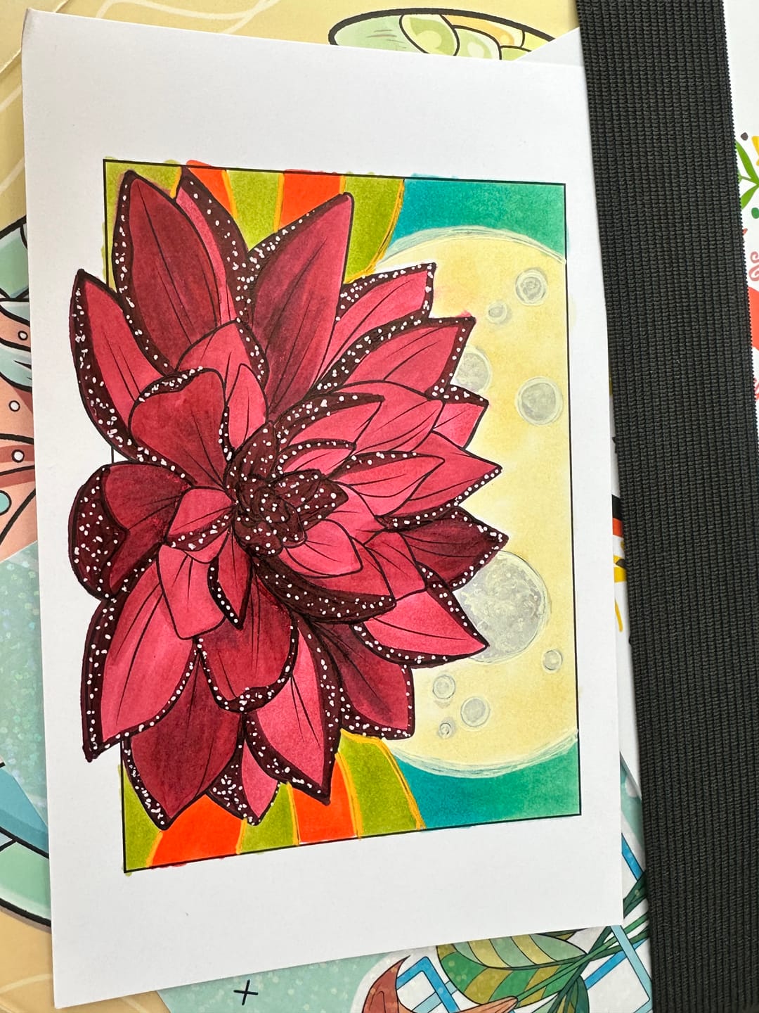 Customer photo review of Ohuhu x Jade Summer Alcohol Markers & Coloring Book Set, 47 Colors + 1 Colorless Blender, Honolulu B, Brush & Fine Dual Tips