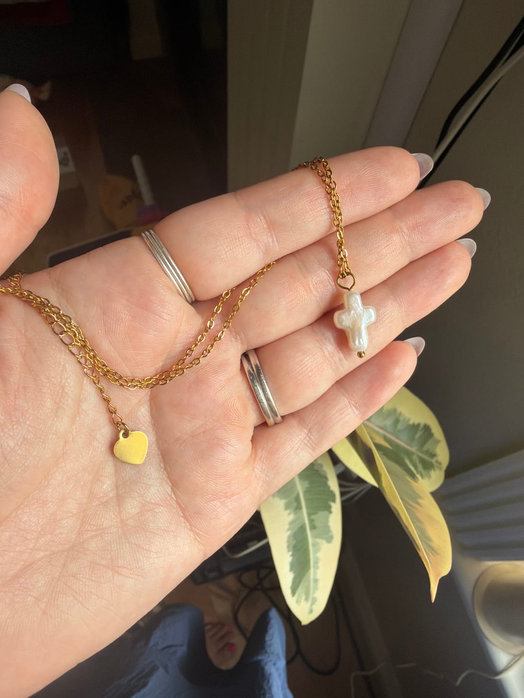 Customer photo review of Necklace: Freshwater Pearl Cross