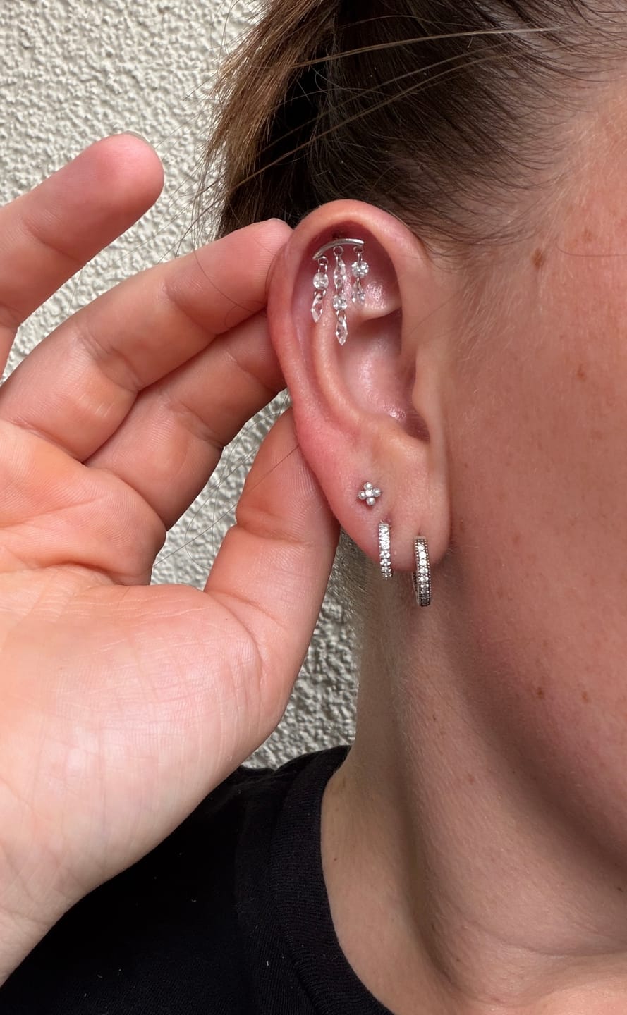 Customer photo review of ANGEL Titanium Huggie (8mm)