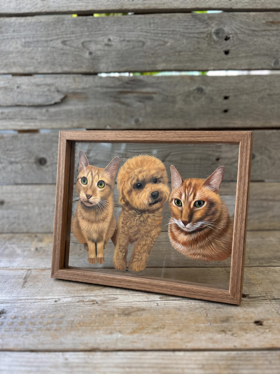 Customer photo review of 3D Hand-Drawn Pet Portraits - Three Pets