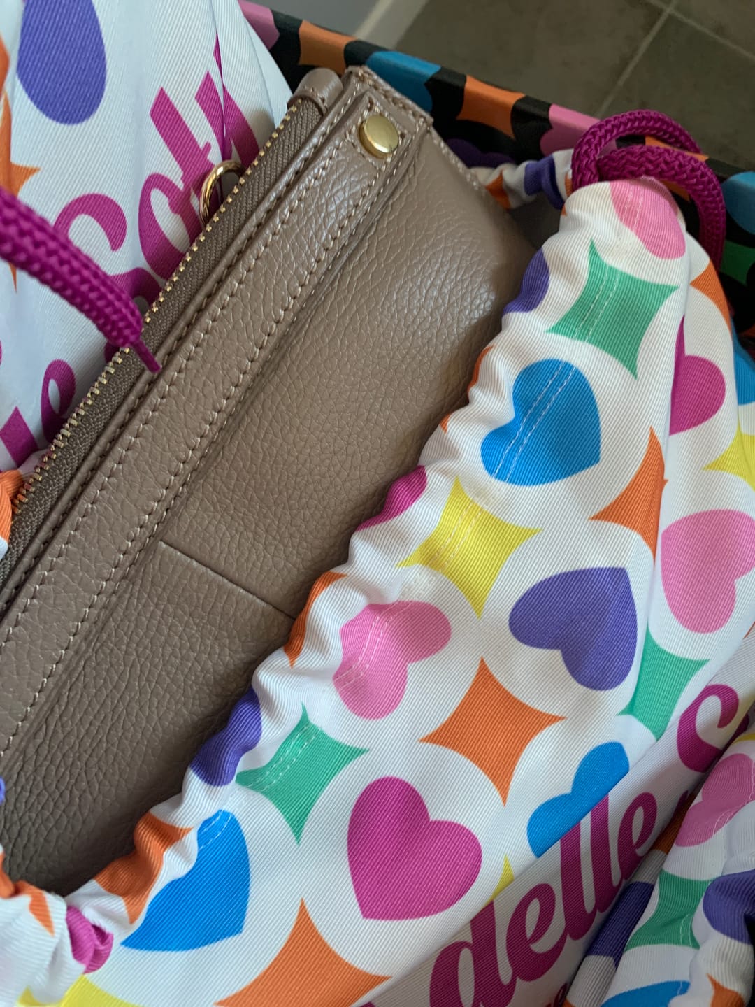 Customer photo review of BORSA MINI SOFY PELLE MARRONE PASTELLO