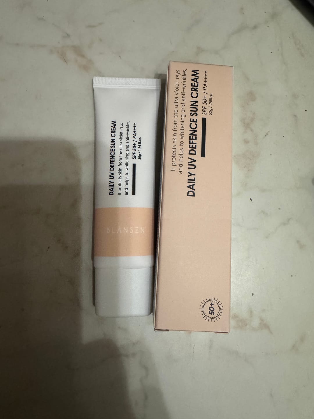 Customer photo review of Слънцезащитен крем с пептиди за коригиране на пигментни петна и бръчки Chamos Blansen UV SPF50