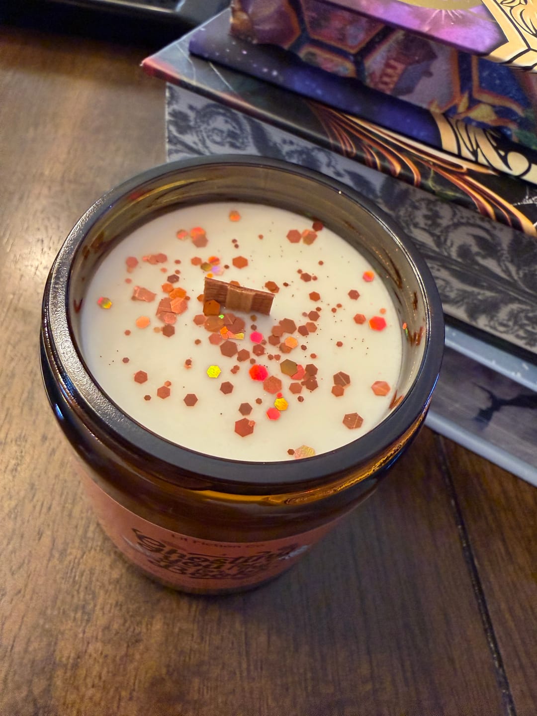 Customer photo review of Ghosting you for my books | Fall book themed candle