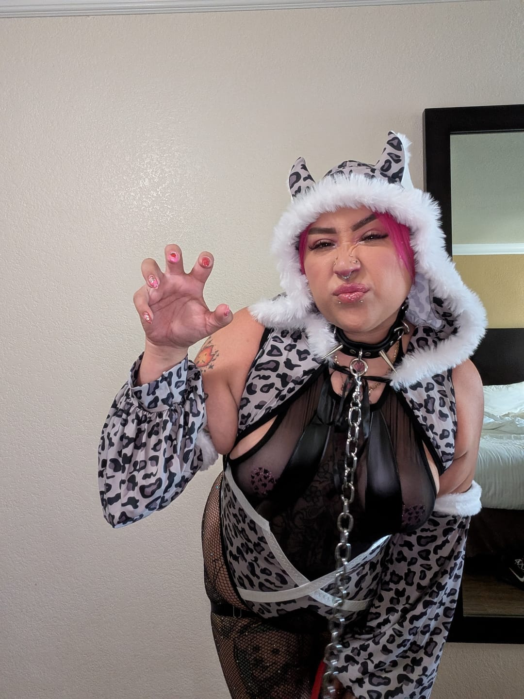 Customer photo review of Snow Leopard Cosplay Bodysuit KO149