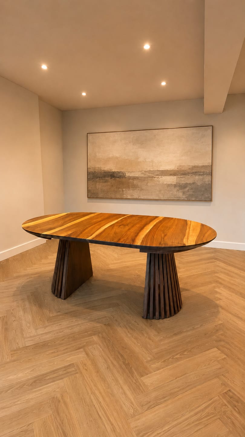 Customer photo review of Vivien Extendable Round Dining Table in Dark Walnut