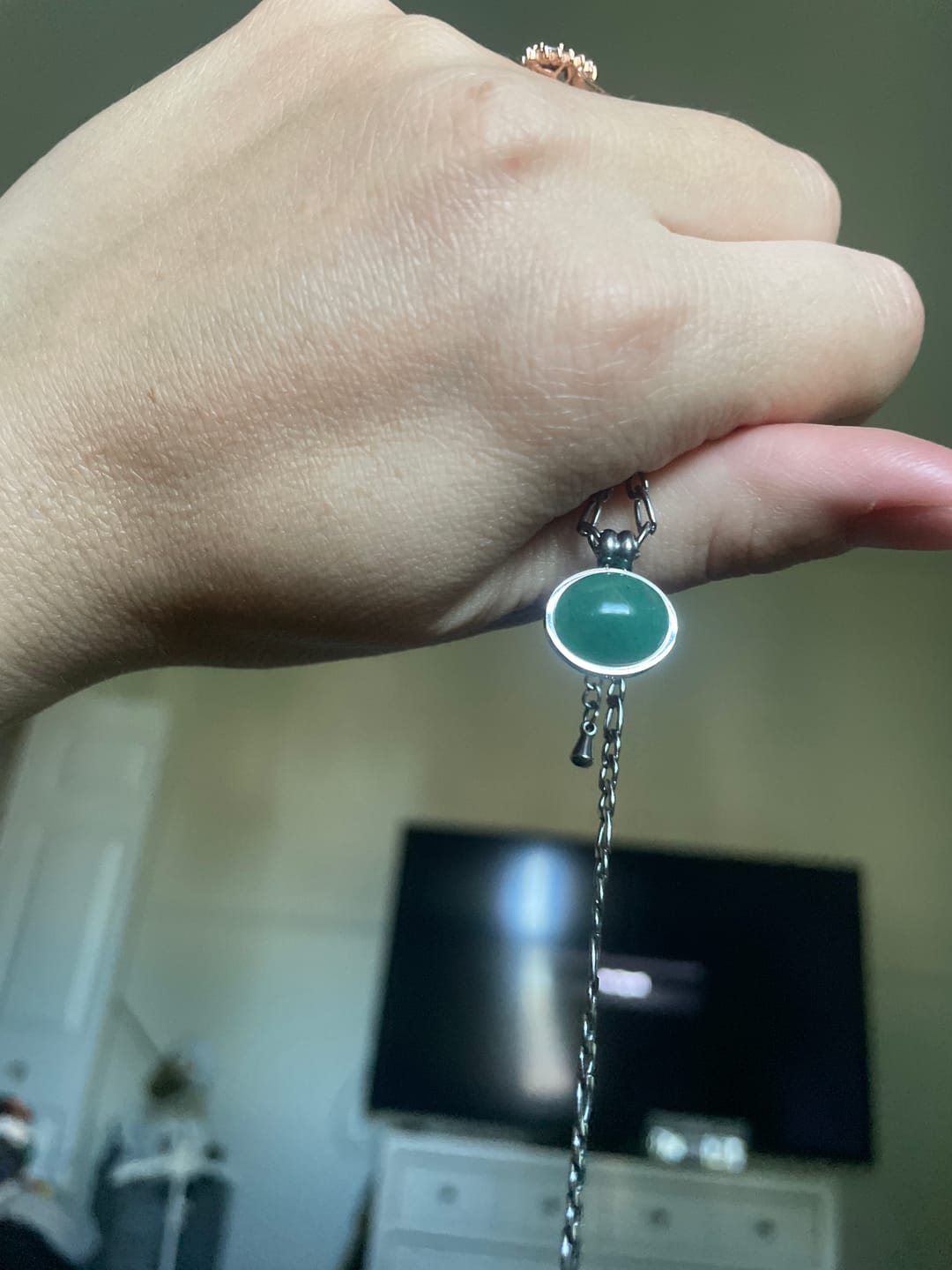 Customer photo review of Liza Jade Pendant Silver Necklace