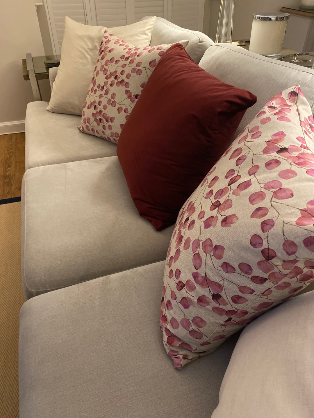 Customer photo review of Watercolour Leaves Digital Linen Look Polycotton Fabric