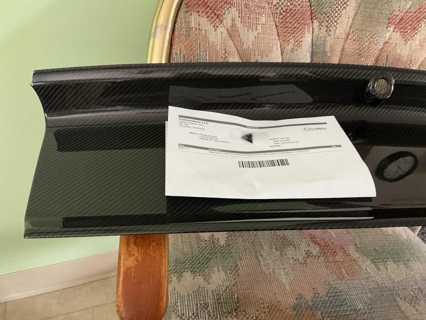 Customer photo review of Real Carbon Fiber Rear Deck Lid Panel Cover for 2015–2023 Ford Mustang