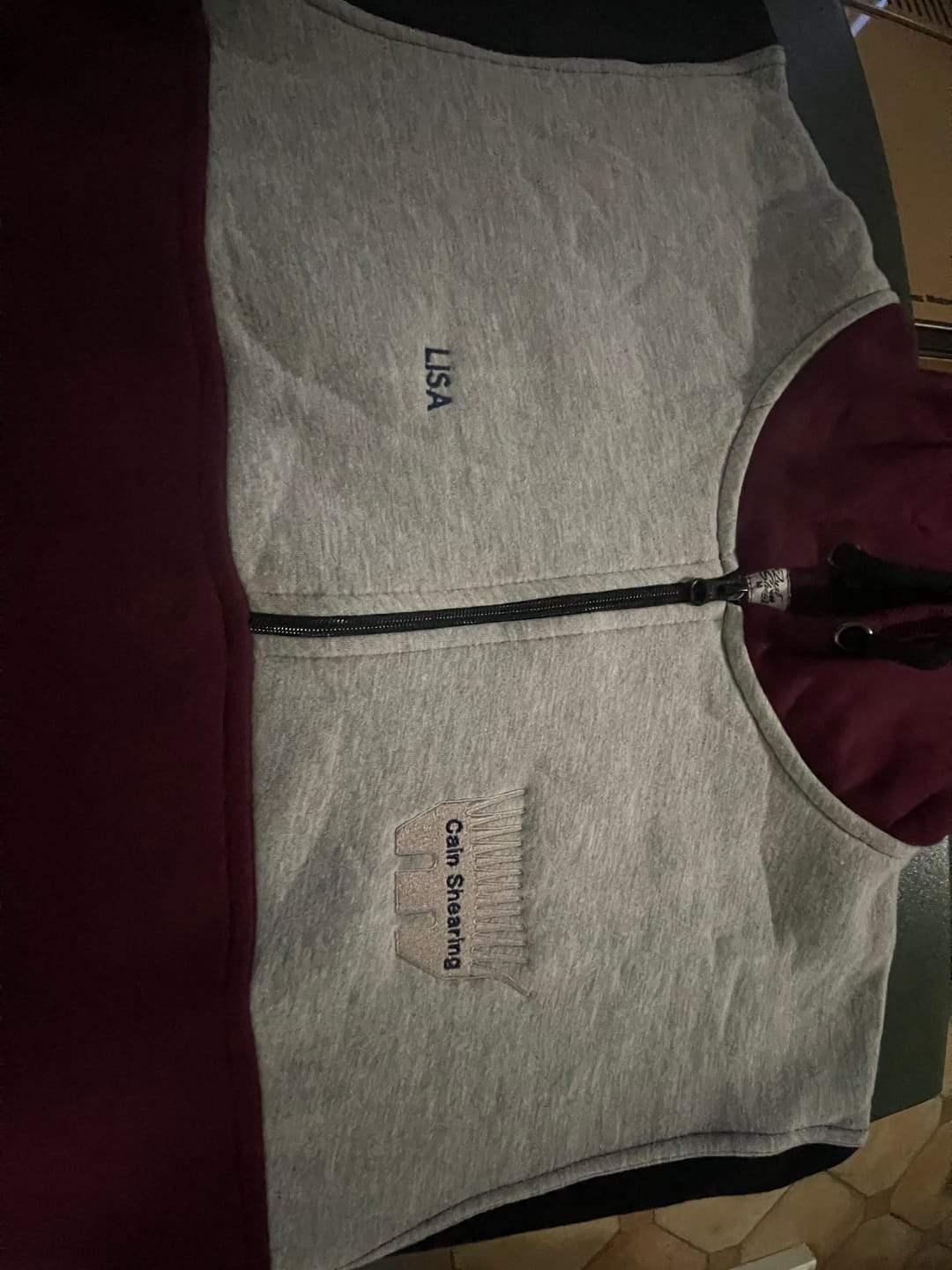 Customer photo review of Maroon, Black & Grey | Half Zip Long Tail Hoody