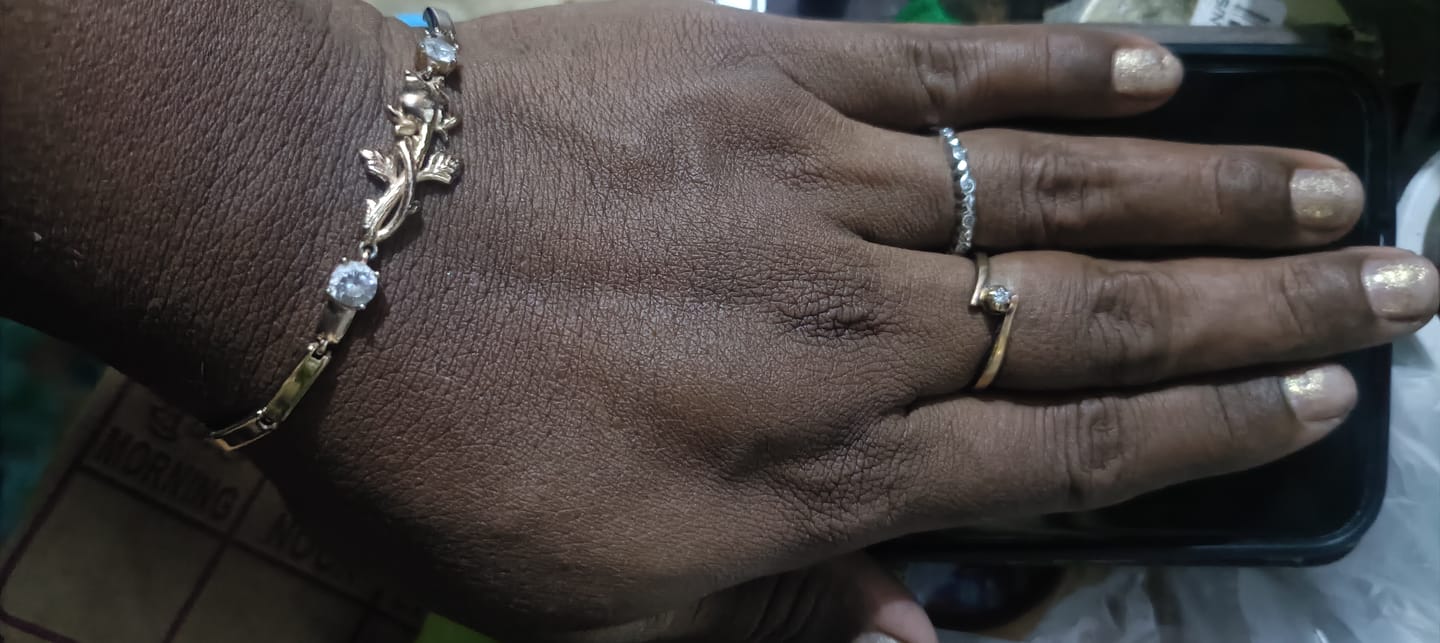 Customer photo review of Beaded Silver Ring with Small Stones