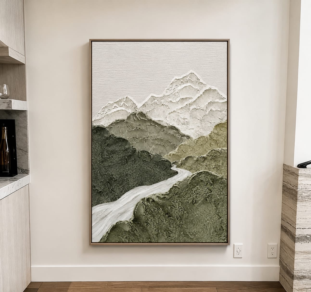 Customer photo review of "Valley of Stillness" – Wabi Sabi Mountain Landscape Textured Wall Art