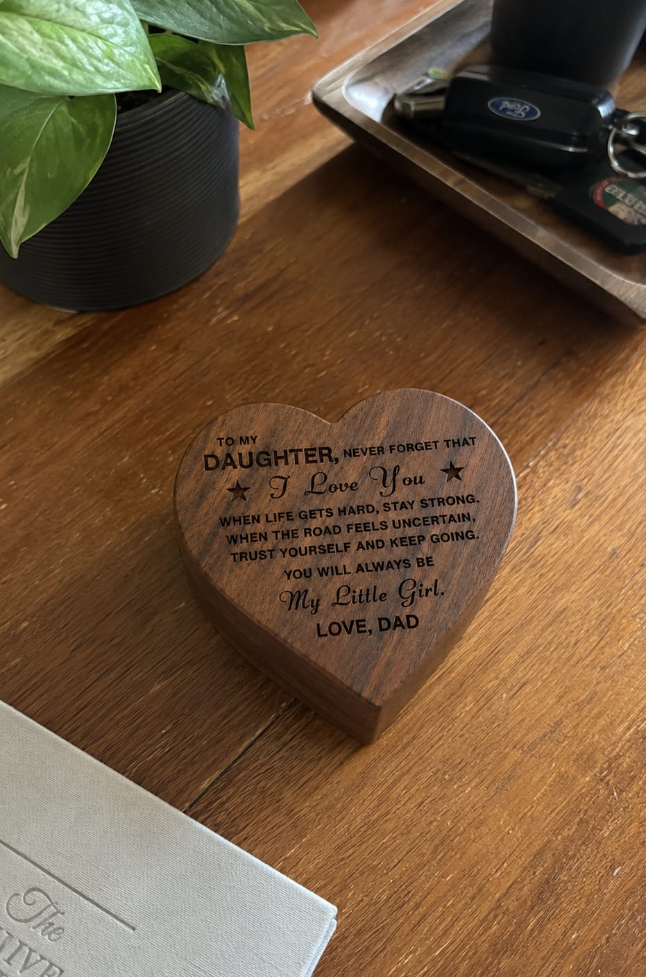 Customer photo review of To My Daughter / Love Dad Luxury Wood Heart Necklace Gift #2609