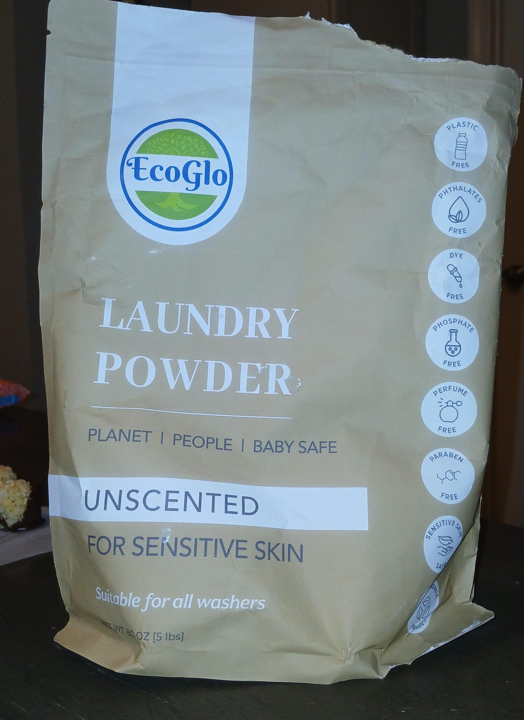 Customer photo review of EcoGlo Natural Laundry Detergent Powder