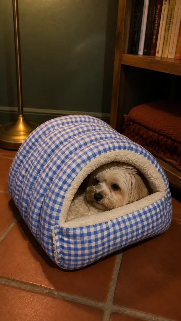 Customer photo review of Cozy Cave Pet Bed for Security & Warmth