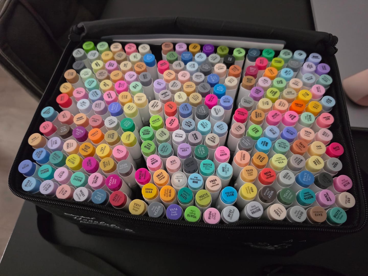 Customer photo review of Ohuhu Honolulu 216 Colors Dual Tips Alcohol Art Markers (New Color Codes)